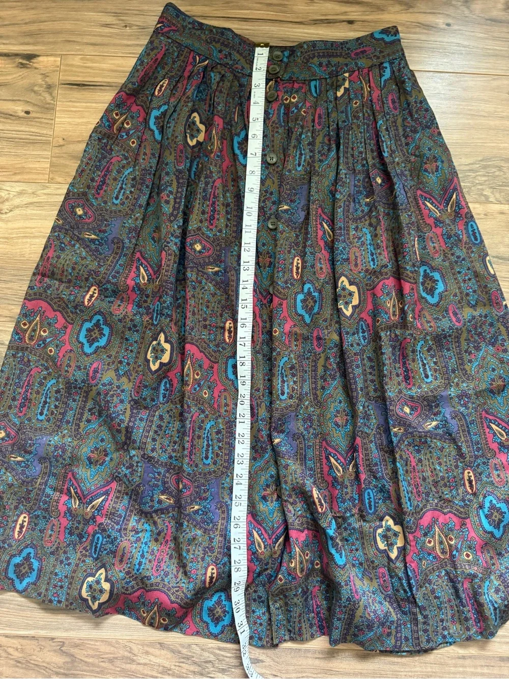 Vintage Giorgio Sant’Angelo Paisley Button Front Midi Skirt Size 10